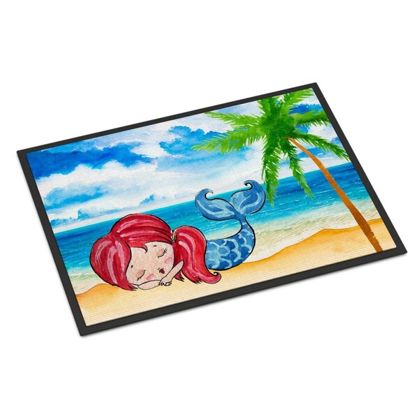 Carolines Treasures Mermaid On The Beach Indoor Or Outdoor Mat - 24 x 36 in. BB8513JMAT - main